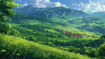 Create a beautiful landscape painting in the style of impressionism