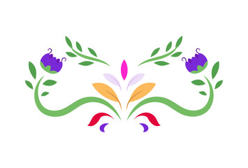 Design element with flowers, petals, leaves. Dia de los Muertos.