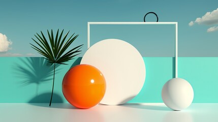 Fototapeta premium Abstract 3D rendering of vibrant geometric shapes with a futuristic and dynamic aesthetic. Illustration, Image, , Minimalism,