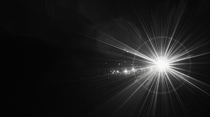 Obraz premium Lens Light. Abstract Star Flare over Black Background. Easy Overlay on Photos