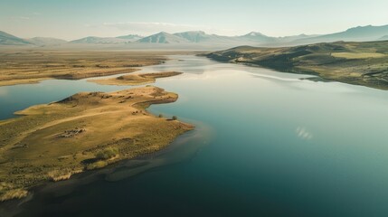 Drone shot of a vast lake