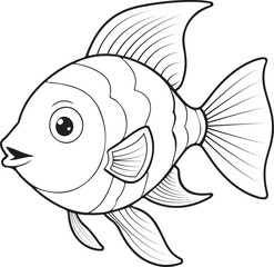 Fish coloring page vector line art
