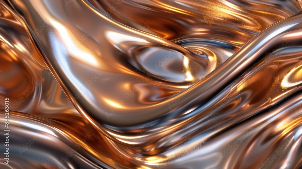 Poster a dynamic abstract background with a mix of smooth and rough textures in a metallic color scheme