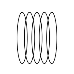Vertically repeating ovals. Sign, symbol, black and white vector illustration.