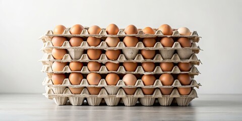 Stack of egg cartons stacked on top of each other, eggs, cartons, stacked, container, packaging, agriculture, grocery