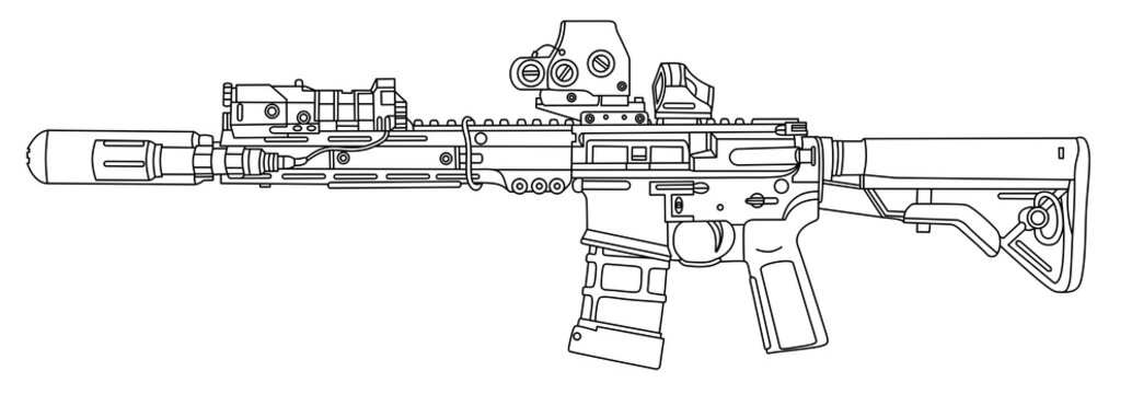 black and white rifle outline clip art preview