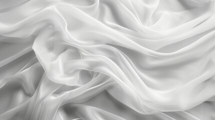 Obraz premium Closeup of white silk fabric draped in soft waves, capturing its smooth texture