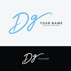 D, G, DG Initial letter logo. Alphabet DG Handwritten Signature logo