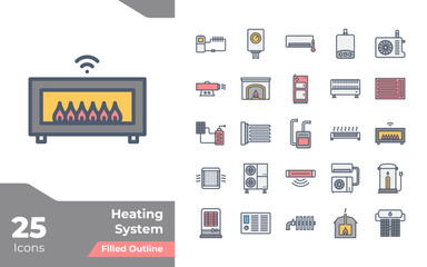 Heating System Filled Color Icons