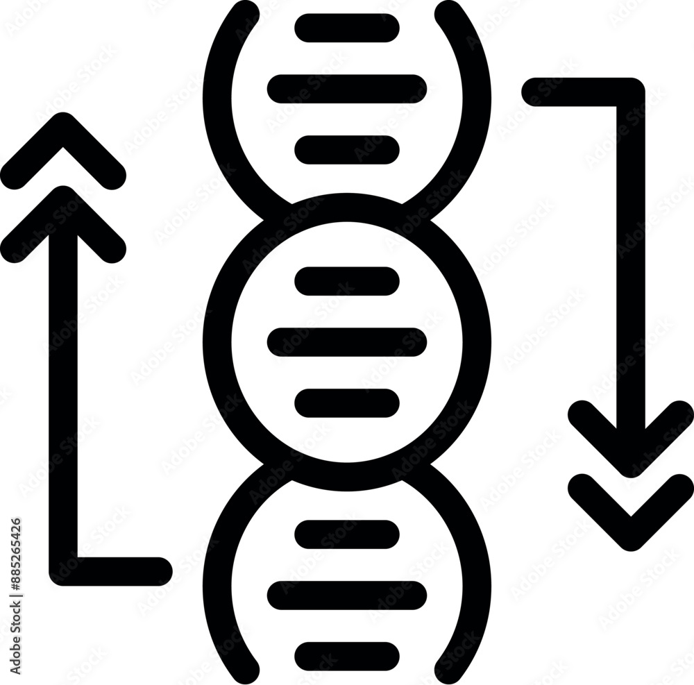 Poster black outline icon representing dna structure increasing while decreasing
