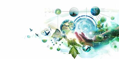 Sustainable Syntax: Futuristic Eco-Friendly AI Design with Green Elements and Tech Symbols