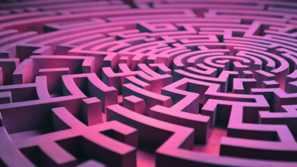 A large maze with many different colored paths and a purple one, AI