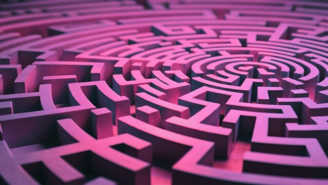A large maze with many different colored paths and a purple one, AI