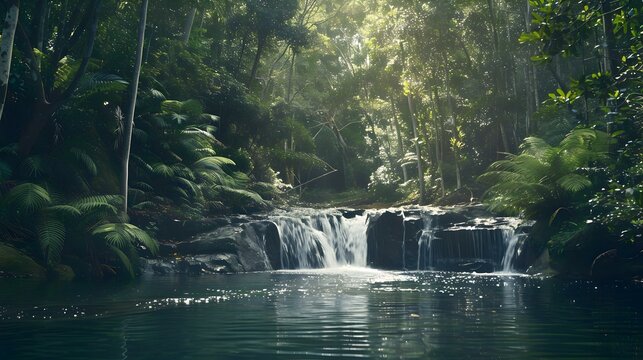 Coastal rainforest with dense vegetation tall trees