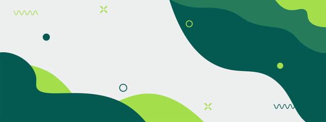 Green color combination banner design vector with abstract liquid background