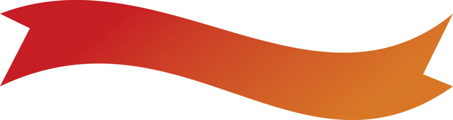 horizontally curved ribbon with gradations of red and orange. curved ribbon icon vector.