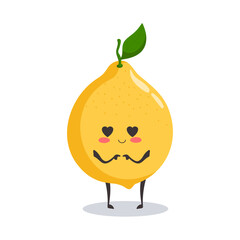Vector illustration
kawaii lemon with heart shaped eyes. Cute character falls in love