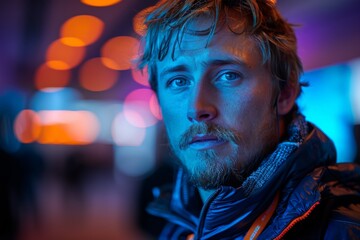 Fototapeta premium Portrait of a man in a crowd