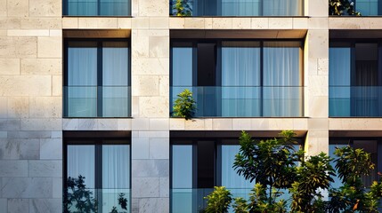 Fototapeta premium A facade with natural stone of a multi-storey picture