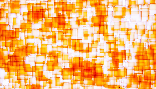 3D render of yellow and orange colored abstract geometric shapes