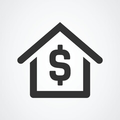 House with dollar sign. Property buy or sell icon.