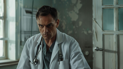 The doctor is examining the patient with documents and showing x-ray images.Doctors have a meeting about a patient's case. Use the touch screeing to check the patient's health.