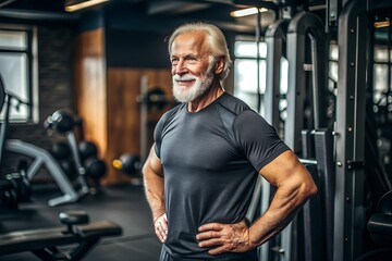 Naklejka premium Senior Man Smiling in the Gym.