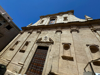 Facade of the Sanctuary of the Madonna della Salute in the old town of Taranto, Puglia, Italy 