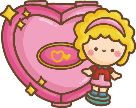 a vector of a cute doll and small pocket house