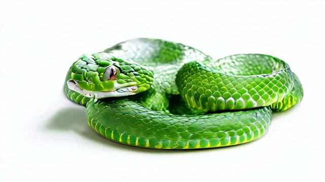 Video of green snake 2025 symbol on white background. Zodiac sign according to the Chinese horoscope