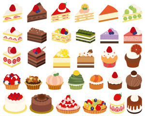 いろいろな種類のかわいいケーキセット2