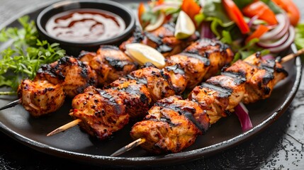 Chicken kebab juicy pieces of chicken marinated img