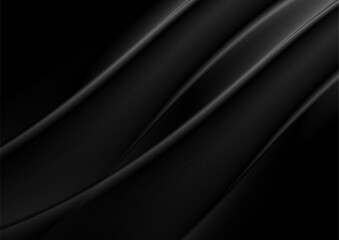 Abstract black smoke waves minimal background. Monochrome smooth vector design