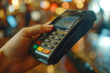 Close-up of hand using a card reader
