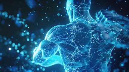 Strong Muscles and Reduced Soreness with Casein Protein, Health Concept Hologram