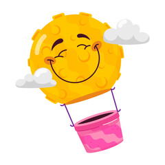 A comic style sticker of air adventure in cloudy weather

