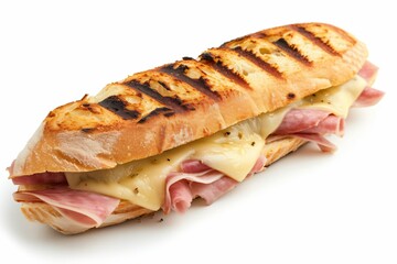 panini sandwich, isolé sur fond blanc, recette jambon fromage, ia générative