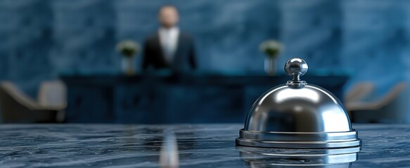  a reception bell above the reception desk