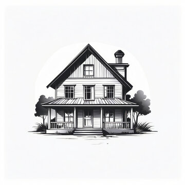 recommend clip art: black and white vector illustration of a house
                    