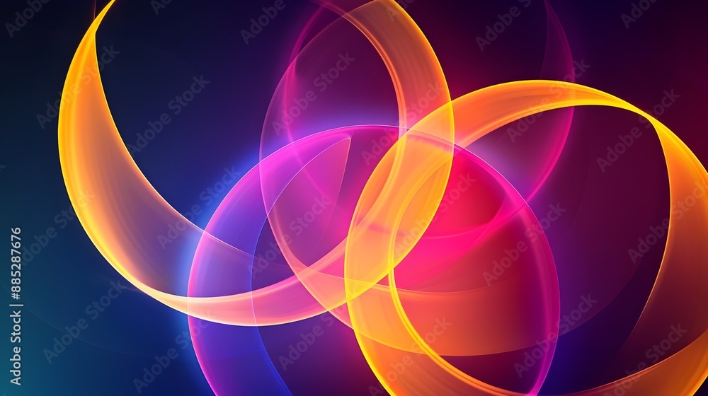 Poster mesmerizing swirling curves of glowing lights in a vibrant digital abstract pattern