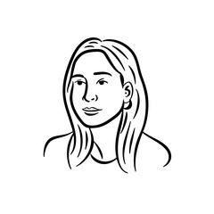 Vector Illustration of a woman with lines drawing for logo,icon, black and white	
