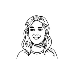 Vector Illustration of a woman with lines drawing for logo,icon, black and white	