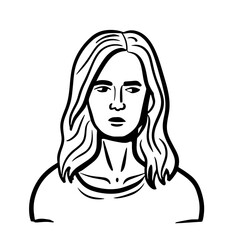 Vector Illustration of a woman with lines drawing for logo,icon, black and white	