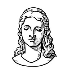 Vector Illustration of a woman with lines drawing for logo,icon, black and white	