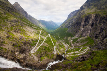 The Famous Serpentine Mountain Road Climb of Trollstigen (The Troll Path) in the Western Part of Norway © Rolf