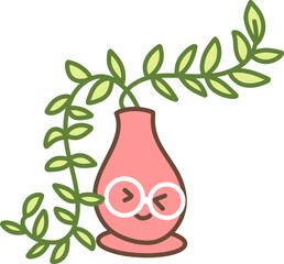 cute kawaii potted plant character illustration