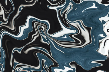 Abstract liquid color black, blue and white marble texture background. Wave shape liquid motion background