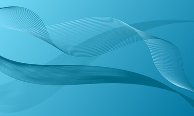 blue smooth lines wave curves on soft gradient abstract background