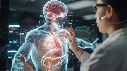 Innovative Physician Using 3D Holographic Organs for Disease Treatment in High-Tech Healthcare Environment, Generative Ai