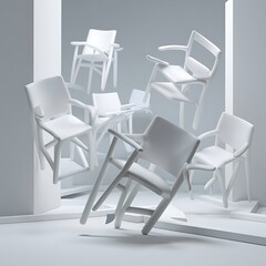 chairs in background Concept of minimalism & installation art. 3d rendering background